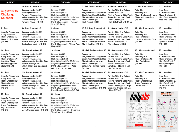 August 2016 Challenge Calender - Final